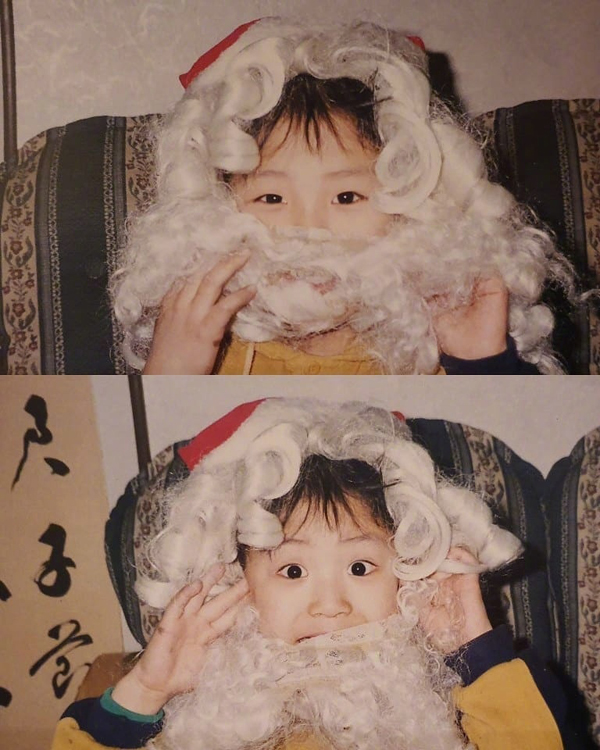 朴灿烈公开童年照片 装扮圣诞老人十分可爱